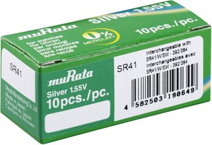 Ogniwo guzikowe Murata SR41-PBWW tlenkowo-srebrowe 45 mAh 1.55 V 10 szt.
