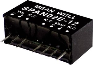 Przetwornice MEANWELL DC/DC Moduły SPAN02 serii SIP/SIL8 Obudowa Pojedyncze wyjście Współczynnik napięcia wejściowego: 2:1 Moc: sterowana 2W Moduł przetwornicy DC/DC Mean Well SPAN02C-03 SPAN02C-03, 2 W, 500 mA, 1 szt.