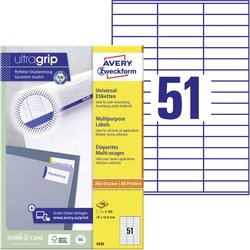 Avery-Zweckform 3420 Etykieta uniwersalna 70 x 16.9 mm Papier biały 5100 szt. Trwały Drukarka atramentowa, Drukarka Laserowa, Drukarka Laserowa, kolorowa, Kopiarka, Drukarka z funkcją kopiowania w kolorze, Drukarka etykiet