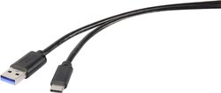 Kabel USB Renkforce, USB 3.2 Gen1 (USB 3.0), Złącze męskie USB-A, Złącze męskie USB-C®, 1.80 m