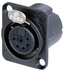 Złącze męskie XLR Neutrik NC6FD-LX-B-CON, mosiądz, złącze żeńskie z kołnierzem, wyjście proste, 1 szt.