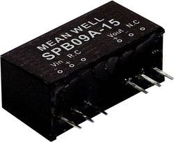 Przetwornica napięcia DC/DC MeanWell serii SPB09 SIP8 / SIL8 Single Case: Moc wyjściowa 2:1: 9 W. Moduł przetwornicy DC/DC Mean Well SPB09A-05 SPB09A-05, 9 W, 1.6 A, 1 szt.