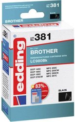 Edding Tusz Zamiennik Brother LC-980BK Czarny  atrament Edding EDD-381 18-381, 1 szt.