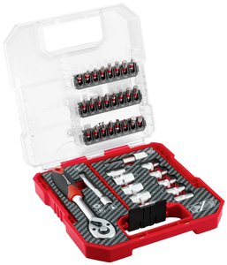 Einhell L-CASE 37 szt. Zestaw bitów i grzechotek, bity 25 mm, grzechotka, uchwyt do szybkiej wymiany bitów, klucz nasadowy, adapter ze skrzynką do przechowywania Zestaw nasadek trzpieniowych Einhell  109022 1/4''