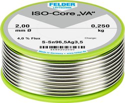 Cyna lutownicza Felder Löttechnik ISO-Core ''VA'' szpula Sn96,5Ag3,5  0.250 kg 2 mm