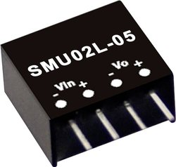 Moduły przetwornicy DC/DC MEANWELLL serii SMU02 SIP/SIL4 Obudowa Pojedyncze wyjście Napięcie wejściowe: 1:1 Moc: 2W Moduł przetwornicy DC/DC Mean Well SMU02N-05 SMU02N-05, 2 W, 400 mA, 1 szt.
