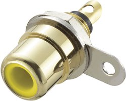 Złącze męskie RCA/Cinch TRU COMPONENTS 719246, złocony, złącze żeńskie do wbudowania pionowego, 1 szt.