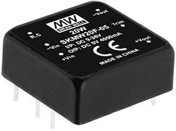 Moduły przetwornicy MEANWELLL DC/DC serii SKMW20 DIP 1''x1''' Obudowa Pojedyncze wyjście Stosunek napięcia wejściowego: 4:1 Moc: 20W regulowana Przetwornica DC/DC Mean Well SKMW20F-05 SKMW20F-05, 20 W, 4 A, 1 szt.