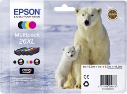 Tusz Epson T2636 / 26XL, cyjan, magenta, żółty, czarny, oryginalny