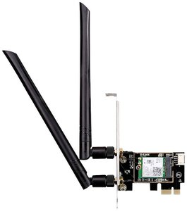 Adapter D-Link DWA-X582 AX3000 Wi-Fi 6 PCIe z Bluetooth 5.0 (MU-MIMO, dwuzakresowy, odłączana antena o dużym wzmocnieniu, WPA3, z niskoprofilowym wspornikiem, kompatybilny z Windows) Adapter WLAN D-Link AX3000 PCI-Express 2402 MB/s