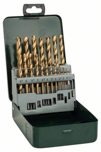 Zestaw wierteł do metalu HSS-TiN, 19 części, 1 - 10 mm, metalowa obudowa Zestaw wierteł krętych do metalu Bosch Accessories 2607019437 1 zest.