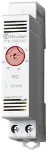 Termostat do szafy rozdzielczej, urządzenie do montażu modułowego, szerokość 17,5 mm, 1 zestyk NC 10 A, regulacja od -20 do +60 °C  Termostat do szafy rozdzielczej Finder 7T.81.0.000.2402 250 V/AC 1 NC (S x W) 17.5 mm x 88.8 mm
