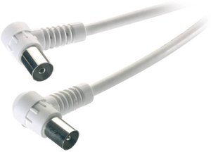 Kabel antenowy TV / radio kątowy VIVANCO, 90dB, biały 5m Kabel Anteny Vivanco 48035 48/20 50WW, 90 dB, 5.00 m