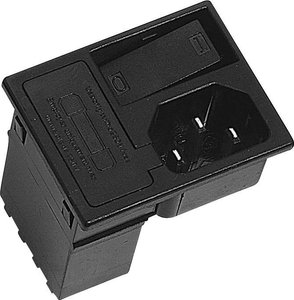 złącze męskie do wbudowania pionowego C14 2 + PE  10 A czarny K & B 42R3731404150 1 szt.