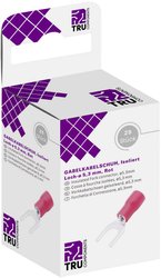 TRU COMPONENTS T1904C064 Złącze widełkowe  0.50 mm² 1.50 mm² Ø otworu=5.30 mm Izolowane częściowo czerwony 25 szt.
