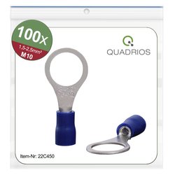 Końcówki kablowe oczkowe, zestaw 100 szt., M10, przekrój 1,5 - 2,5 mm² Quadrios 22C450 Końcówka oczkowa 1 zest.