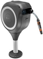 Skrzynka na wąż tarasowy GARDENA RollUp M, wąż 20 m, biały, zwijany automatycznie Bęben na węża GARDENA 18617-20, 20 m