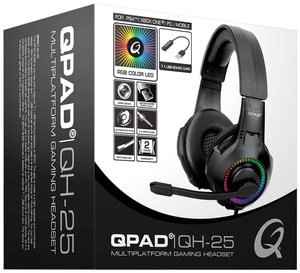 Zestaw słuchawkowy Over Ear QPAD QH25 9J.H3593.H25 7.1 Surround czarny, rgb