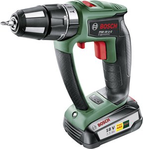 Bosch Home and Garden PSB 18 LI-2 Ergonomic  2-biegowa-Wkrętarka udarowa akumulatorowa  zaw. walizkę, zaw. akumulator