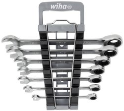 Zestaw kluczy z grzechotką oczkową 8 szt. z uchwytem (45244) Klucz oczkowy grzechotkowy Wiha 45244 8 - 19 mm