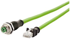 Kabel M12 Industrial Ethernet, kodowanie X, 1,0 m, gniazdo M12 proste - wtyk RJ45 prosty, PUR Kabel LAN Metz Connect 142M2X25010, 1 szt., M12, CAT 6a, S/FTP, 1.00 m, zielony