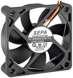 Wentylator osiowy SEPA PLB60B12FSE33A, 12 V/DC, 27.6 m³/h, (D x S x W) 60 x 60 x 15 mm