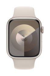 Apple Watch Series 9 GPS 45 mm Aluminiowa obudowa Starlight z paskiem sportowym Starlight – M/L Apple Watch Series 9 GPS 45 mm Obudowa aluminiowa Opaska sportowa Gwiezdne światło M/L