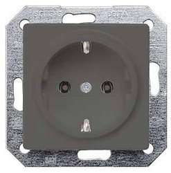 DELTA i-system, gniazdo Schuko z węgla metalicznego 10/16A 250V Z bezśrubowym. Gniazdo podtynkowe Siemens 5UB1921 karbonowy