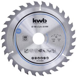 Piła tarczowa do płyt wiórowych kwb 586957, drewno / drewno liściaste, 190 x 30 mm, czyste cięcia, średnia liczba, 30 zębów Z-30, średnia brzeszczot CleanCut, 190 x 30 Tarcza tnąca z węglików spiekanych kwb 190 x 30 mm 1 szt.