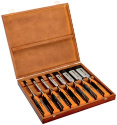 Zestaw dłut, 6,10,12,16,18,25,32,36 mm, w drewnianym pudełku Zestaw dłut Bahco 424P-S8-EUR 424P-S8-EUR, 1 zest.