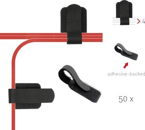 Etykieta-kabelUchwyt kablowy z rzepa samoprzylepnego, prowadnik kablowy, zaciski kablowe, 50 szt., ścianka LTC  Uchwyt kablowy   Label the Cable PRO 3110   czarny
