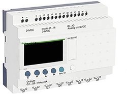 Przekaźnik sterujący PLC, Zelio Logic, kompaktowa konstrukcja, 20 wejść/wyjść, 24 VDC, wyświetlacz, zegar, wyjścia przekaźnikowe Przekaźnik sterowania PLC Schneider Electric  SR2B201BD