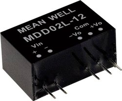 Przetwornice MEANWELL DC/DC Seria MDD02 SIP/SIL7 Obudowa Podwójne wyjście Stosunek napięcia wejściowego: 1:1 Moc: 2W nieregulowane Medyczne Moduł przetwornicy DC/DC Mean Well MDD02N-05 MDD02N-05, 2 W, 200 mA, 1 szt.
