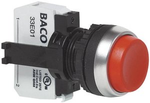 Przycisk BACO L21AB01A, 16,3 mm, 22,3 mm, IP66, max 600 V, 1 NC