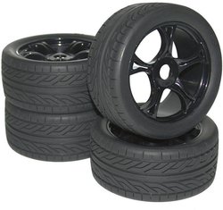 Koła kompletne Buggy Street Reely, skala 1:8, czarne, zest. 4 szt.