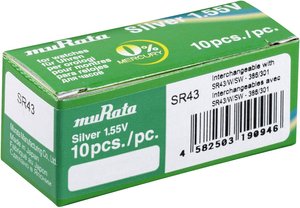 Ogniwo guzikowe Murata SR43-PBWW tlenkowo-srebrowe 110 mAh 1.55 V 10 szt.