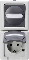 Przełącznik/Gniazdo Komplet Kopp BlueElectric 130856009, szary