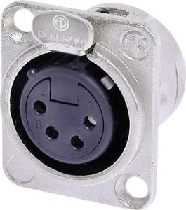 Złącze męskie XLR NC4FD-L-1 Neutrik NC4FD-L-1 złącze żeńskie z kołnierzem, wyjście proste Ilość styków: 4  srebrny 1 szt.