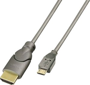 Kabel LINDY LINDY MHL an HDMI Anschlusskabel, 0,5m [1x złącze męskie Micro-B USB 2.0 - 1x złącze męskie HDMI] 0.50 m