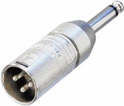 Adapter złącze męskie XLR na złącze męskie Jack 6,25 mm MonoNeutrik, NA2MP