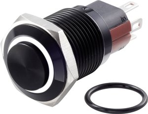 Przełącznik wciskany, wandaloodporny TRU COMPONENTS TC-GQ16-KH-11E/J/W/12V/A TC-7495084, 16 mm, 48 V/DC, 2 A, 1 szt.
