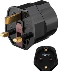 Przejściówka, adapter podróżny UK - PL, wtyczka UK czarna (Goobay 45352)