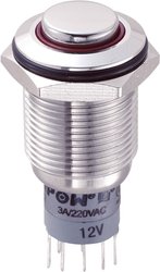 Przełącznik wciskany, wandaloodporny zatrzask TRU COMPONENTS LAS2GQH-22ZE/R/12V/S/P, 2 x wł/wł, 1 szt.