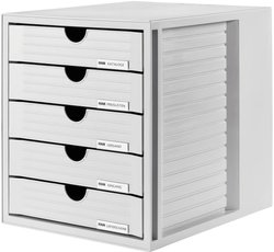 HAN Zol pudełko biurowe zamknięte/1450-11 (szer. X wys. X gł.) 330 x 275 x 320 mm, jasnoszary Szafka z szufladami HAN 1450-11 szary błyszczący DIN A4, DIN C4 Ilość szuflad: 5