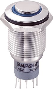 Przycisk wandaloodporny chwilowy TRU COMPONENTS LAS2GQH-22E/B/12V/S/P, 2 x wł/(wł), IP65, 1 szt.