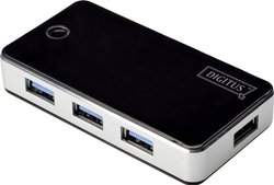 Hub USB 3.2 Gen 1 (USB 3.0) Digitus DA-70231 4 Porty  czarny, srebrny
