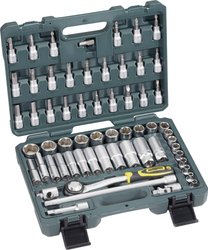 Klucze nasadowe z grzechotką Brüder Mannesmann M 2045-SL, 3/8'' (10 mm), stal chromowo-wanadowa, 61 szt.