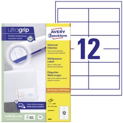 Avery-Zweckform 3659 Etykieta uniwersalna 97 x 42.3 mm Papier biały 1200 szt. Trwały Drukarka atramentowa, Drukarka Laserowa, Drukarka Laserowa, kolorowa, Kopiarka, Drukarka z funkcją kopiowania w kolorze, Drukarka etykiet