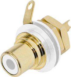 Gniazdo montażowe cinch Neutrik NYS 367-9, montaż centralny, złocone, białe