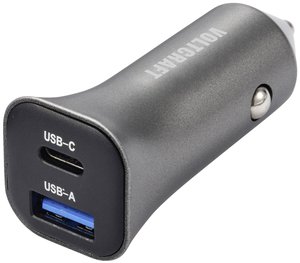 VOLTCRAFT CPS-38W/ 2 VC-RA381 Ładowarka USB 38 W samochód osobowy Maksymalne natężenie wyjściowe 3 A Ilość wyjść: 2 x USB-A, złącze żeńskie USB-C